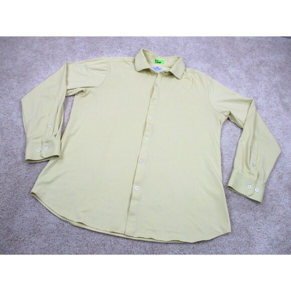 Mizzen Main Shirt Extra Large Trim Fit Yellow Performance Casual Button Up Mens - Picture 2 of 9